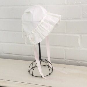 Infant Baby Girl Classic Vintage Eyelet White Summer Bonnet Hat